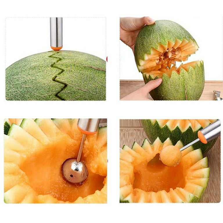 Watermelon Slicer Cutter Scoop ，Fruit and Vegetable Tools 3 In 1 Fruit  Carving Knife Cutter Fruit Platter Fruit Dig Pulp Separator Kitchen Home