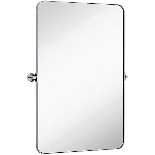 Gold Metal Surrounded Round Pivot Mirror | Silver Backed Adjustable Moving & Tilting Wall