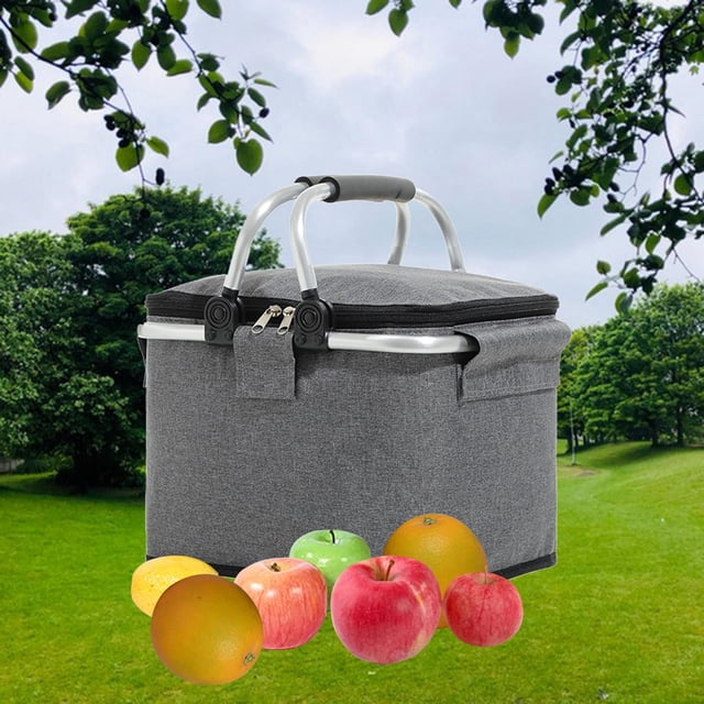 Canasta de picnic aislante reutilizable a prueba de fugas, trabajo de oficina, Gris 28x23x20cm Sharpla Cesta de picnic