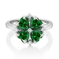thumbnail image 2 of Gem Stone King 925 Sterling Silver Green Zirconia Ring for Women (1.84 Cttw, Heart Shape 5MM, Gemstone Birthstone, Size 5), 2 of 3