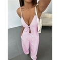 thumbnail image 3 of Women'S 2 Piece Outfit Lace-Up Sleeveless Backless Tank Top and Wide Leg Drawstring Pants Set Club Outfit Pink XXL, 3 of 7