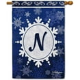 thumbnail image 1 of Welcome Winter Snowflake Monogram N Decorative House Flag Initial Letter Snow Deocr Banner for Inside and Outside 28x40 Inch Double Sided, 1 of 6