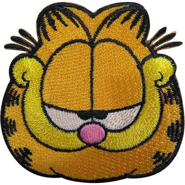 Parche de gato Garfield, insignia bordada para planchar, coser en la ropa, aplique bordado para bolso