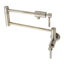 Kingston Brass KS4106DL Concord Two-Handle 1-Hole Wall Mount Pot Filler Faucet in Polished Nickel