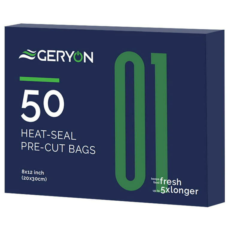 GERYON Vacuum Sealer Bags, 50 Pcs Quart Size 8 x 12 Commercial Grade  PreCut Bag, Food Vac Bags for Storage, Meal Prep or Sous Vide, Suitable for  all Type Vacuum Sealer Machine 
