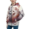 thumbnail image 2 of Kdxio White Red Cat Couple Pattern Kids Boys Girls Zip Up Hoodie 3D Printed Hooded Sweatshirt Hoody Coat with Pocket 7-12 Y-Small, 2 of 6