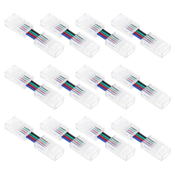 4Pin RGB LED Strip Connectors, 12Pcs 8mm Wide Extension Internal and external angle L shape Transparent