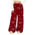 thumbnail image 2 of Cotton Wide Leg Sweatpants Women Women's Casual Solid Color Drawstring Elastic Waist Sweatpants Side Pockets Red XXL, 2 of 7