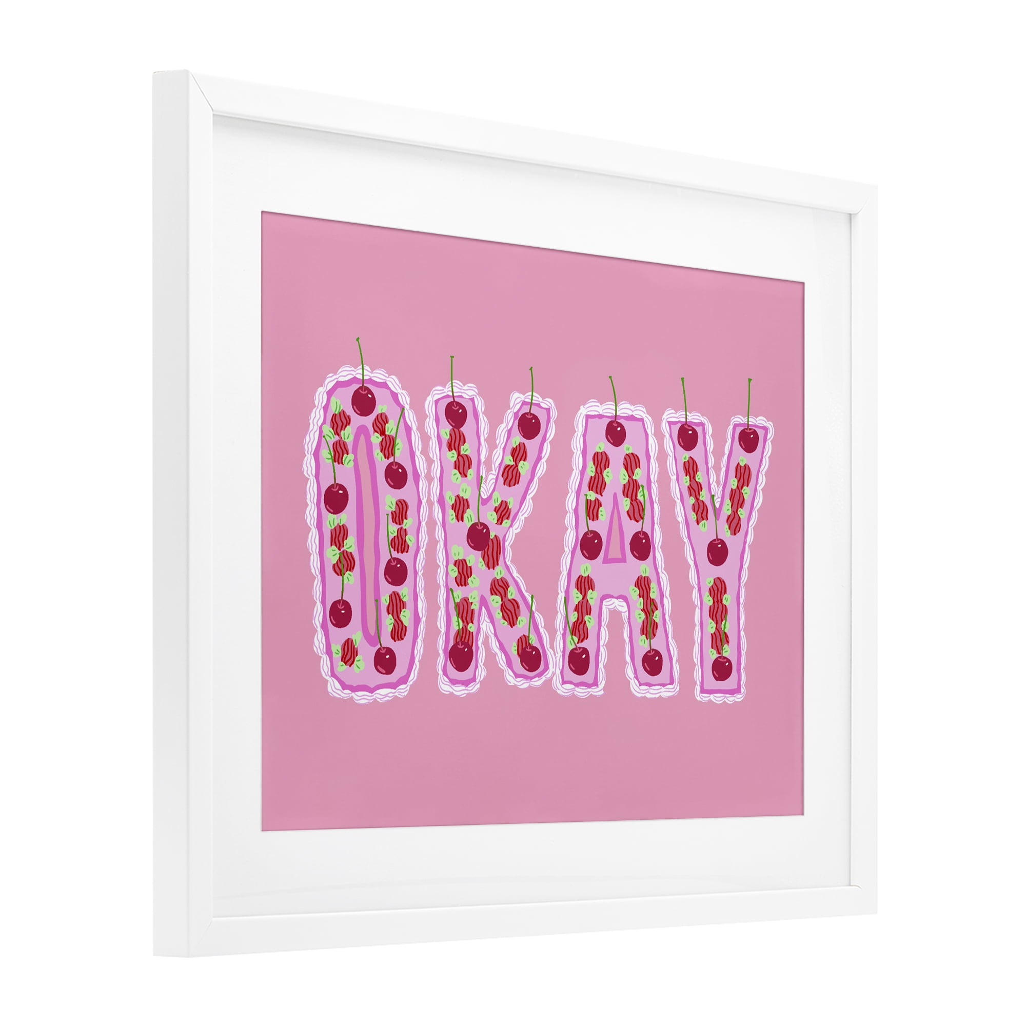 Stupell Industries Okay Pastel Cherry Cake White Framed Print Under Glass, design by Ziwei Li