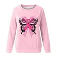 thumbnail image 4 of VKOYWKM Pink Breast Cancer Shirt for Women Crwneck Long Sleeve Breast Cancer Awareness Pullover Tops Fight Cancer Pink Ribbon Sweatshirts, 4 of 4