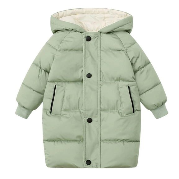 MEZZALL Kids Girls Long Down Coat Warm Winter Jacket With Insulation Cold Weather Outdoor Activities Long Sleeve Outerwear Solid Color Coats Relaxed Fit Child Streetwear