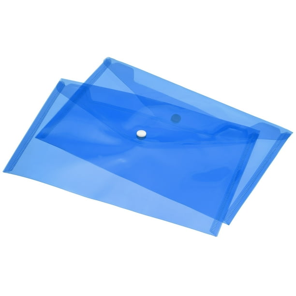 Carpetas de archivos, tamaño A4, sobres transparentes, organizador de documentos con botón a presión para papelería de oficina en casa, azul claro, 12