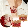 thumbnail image 6 of Love Bracelets for Women Bead Bracelet Set Love Heart Boho Cute Pink Red Stackable Stretch Jewelry Valentine's Day Bracelets Stretch Bracelets for Women Red Heart Charms Bracelets Holiday Party Gifts, 6 of 6