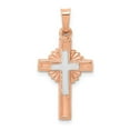 thumbnail image 1 of FB Jewels 14K Two Tone Gold Textured Hollow Cross Pendant, 1 of 4