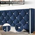 thumbnail image 2 of 4 EVER WINNER Queen Bed Frame, Velvet Upholstered Platform Bed Frame with Diamond Tufted Headboard and Wingback, Blue, 2 of 7