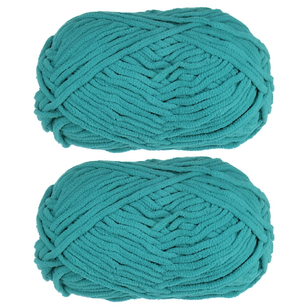 2Madejas Chenilla Hilo Terciopelo Manta Hilo 2x100g/7.1oz 6 Súper Voluminoso Poliéster Suave Tejido para Ganchillo Tejedura Bolsos Bufanda Sombrero, Oscuro Cian