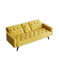 thumbnail image 3 of 72-inch Yellow Velvet Bed With Dual Cup Holders - 3, Stylish For Small Living Areas 3 & Nailhead Trim 72-inch, Adjustable Spaces, 3 of 5