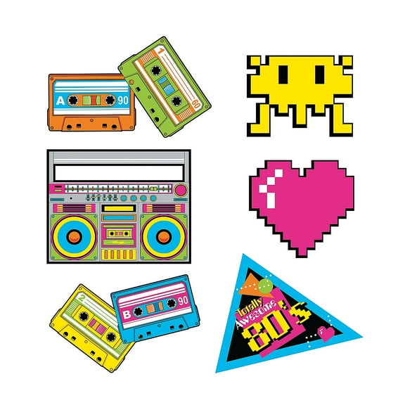 80'S Party Cutouts (6Pc) - Party Decor - 6 Pieces