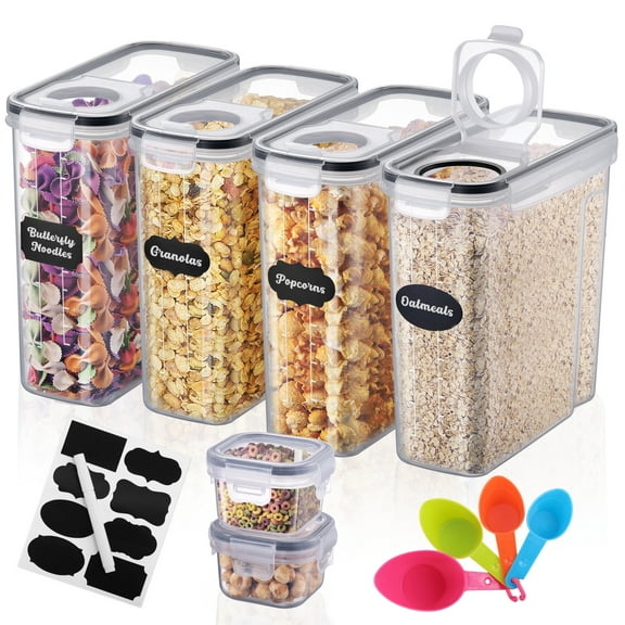 Funtopia Food Storage Containers with Lids, Plastic Cereal Containers Storage Dispenser for Pantry Organization, 4L Airtight Kitchen Containers with To Go Containers for Snack, Sugar, 135.2 fl oz