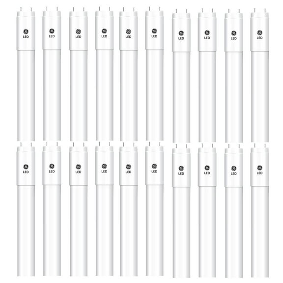(case of 20) GE LED Tube, 48 inch T8, 18 watt, 2400 lumen, 3000K Color Temp, Type A Plug & Play, LED18ET8/G/4/830