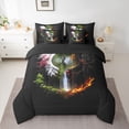 thumbnail image 3 of Feelyou Dreamy Life Tree Twin Bedding Sets 7-Piece, Black White Angel Wings Bedding Comforter Set, Jungle Flower Floral Reversible Sheet Sets, Luxury Bedroom Decor, 3 of 9