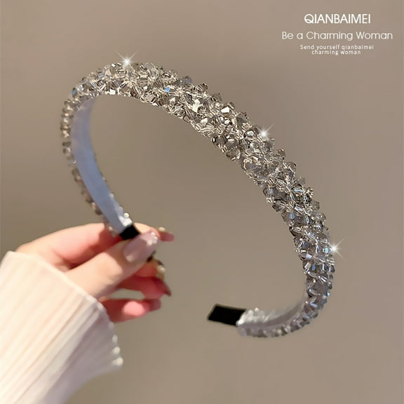 Light luxury super sparkling crystal headband for women, full diamond luxury pressed headband, exquisite hair tie, hair accessory, temperament clip
