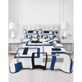 thumbnail image 3 of Blue Black Geometric Twin Size Down Alternative Comforter, Lightweight Comforter Quilt Bedding Set with Pillow Shams Modern Minimalist Stripes Aesthetic All Seasons Bed Comforter Duvet Insert 68"x86", 3 of 7