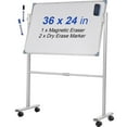 thumbnail image 2 of Double-Sided Mobile Whiteboard 36x24 Inch - Adjustable Height Rolling Dry Erase Board with 360° Rotation, Lockable Wheels for Office, Classroom & Home, 2 of 7