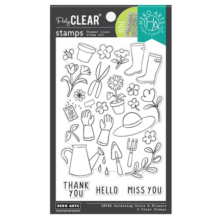 Hero Arts Clear Stamps 4"X6"-Gardening Tools & Flowers