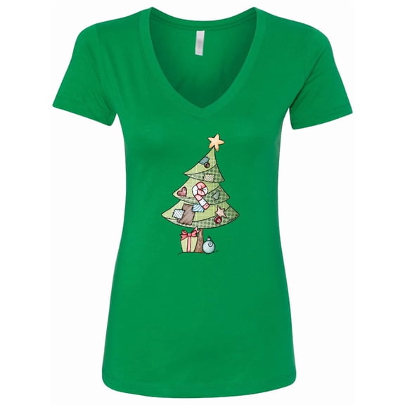 Inktastic Christmas Tree Women's V-Neck T-Shirt