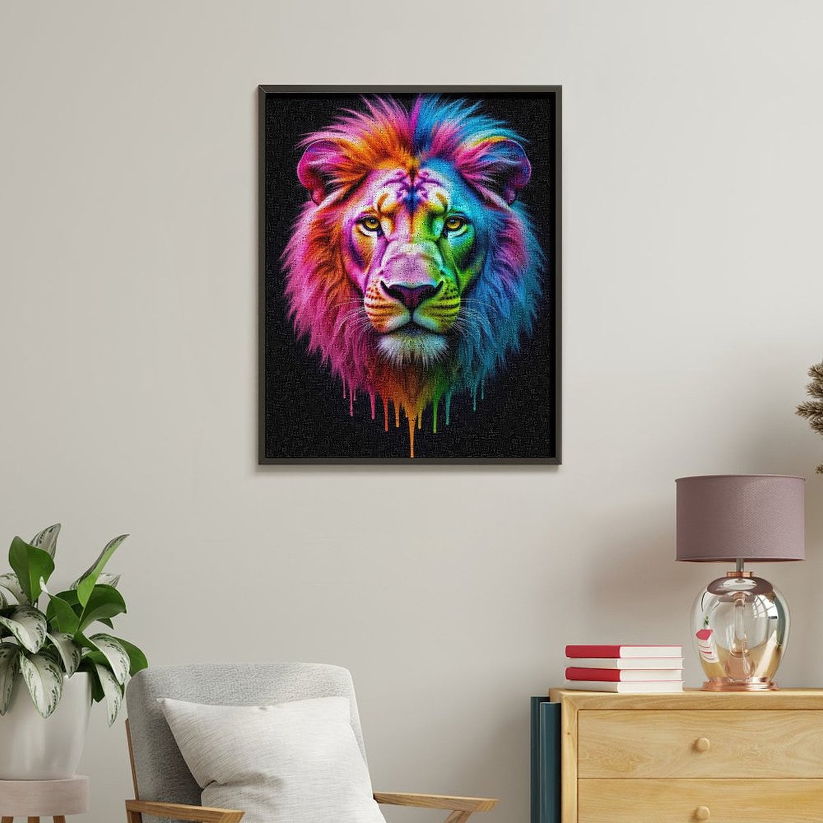 Paint By Numbers Kit for Adults Beginner - DIY Rainbow Lion Portrait Art Canvas Painting Kits for Adults, Frameless Paint By Number for Adults for Home Wall Decor 16x20 Inch