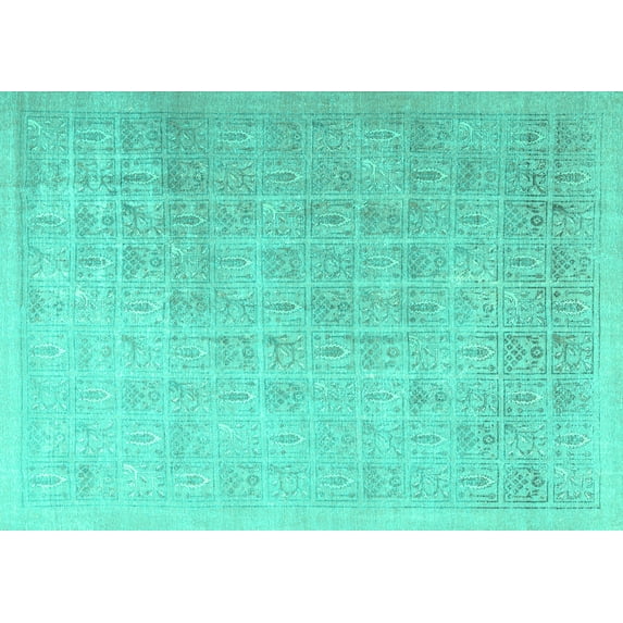 Ahgly Company Indoor Rectangle Persian Turquoise Blue Traditional Area Rugs, 6' x 9'