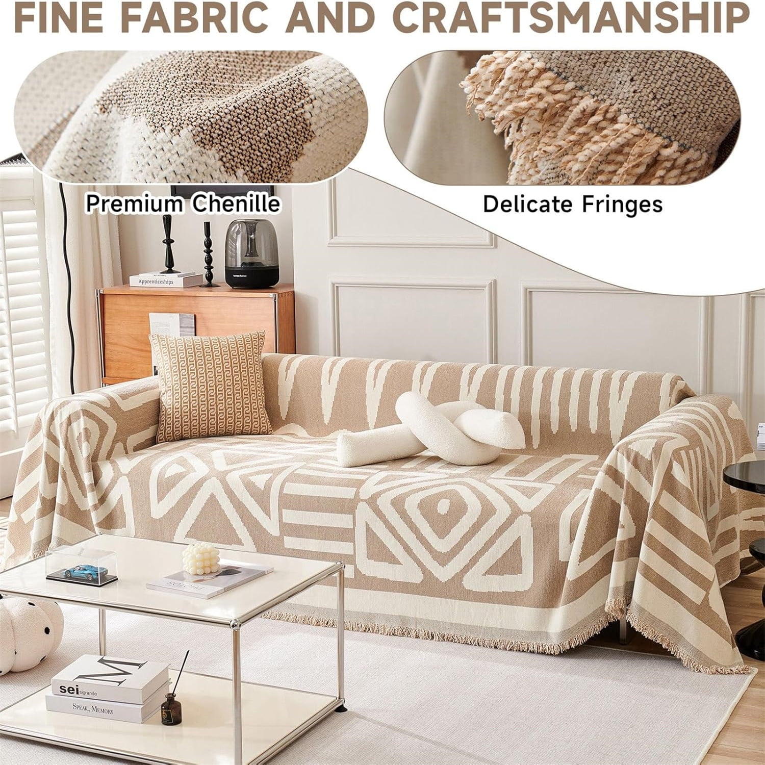 Couch Cover Sofa Covers, Khaki Couch Covers for Sectional Sofa Washable Breathable Love Seat Couch Covers for 2 Cushion Couch Living Room Furniture Protector, 71''x118''