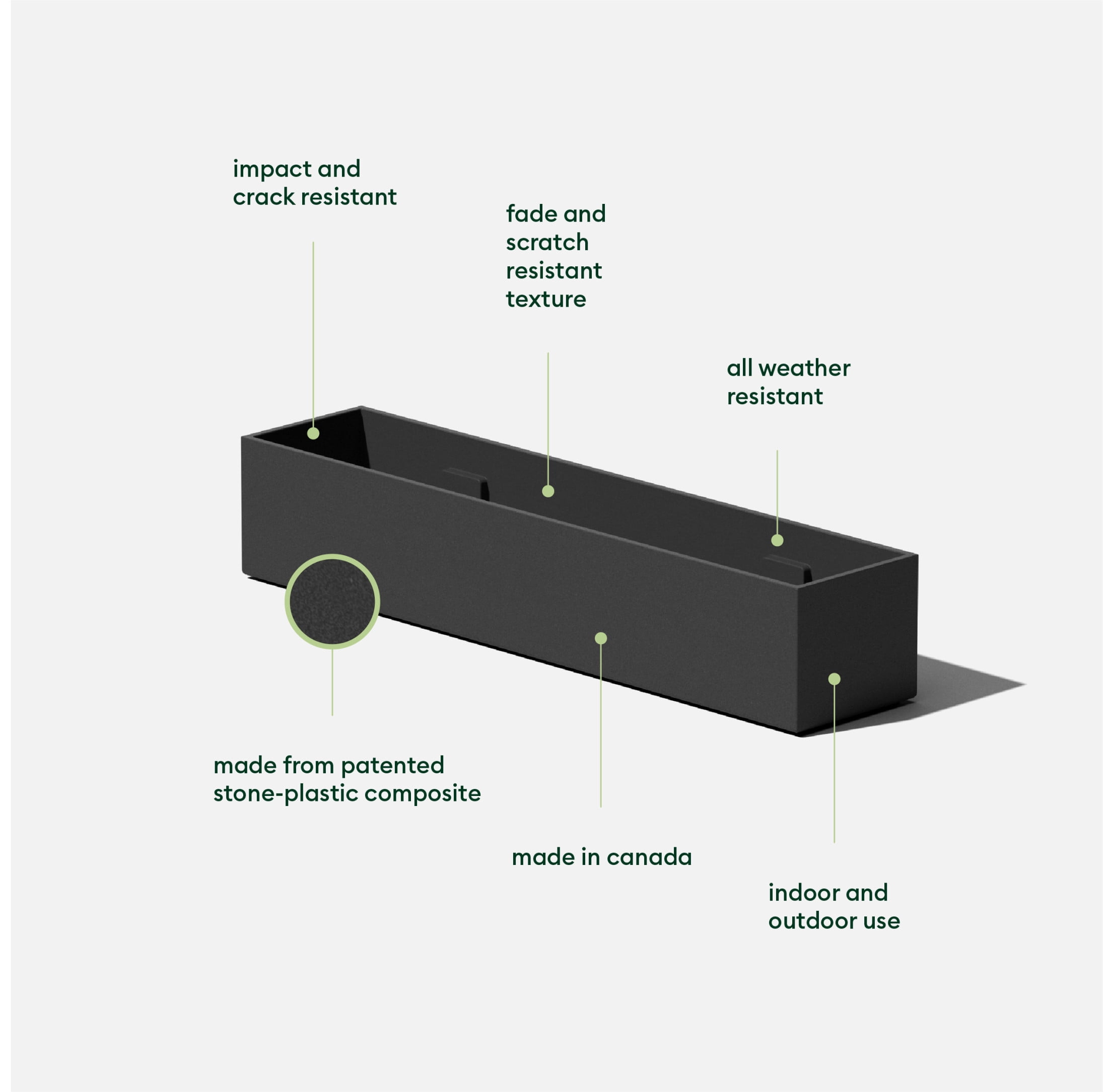 Veradek Geo Series Short 16" Planter - 2-Pack Black