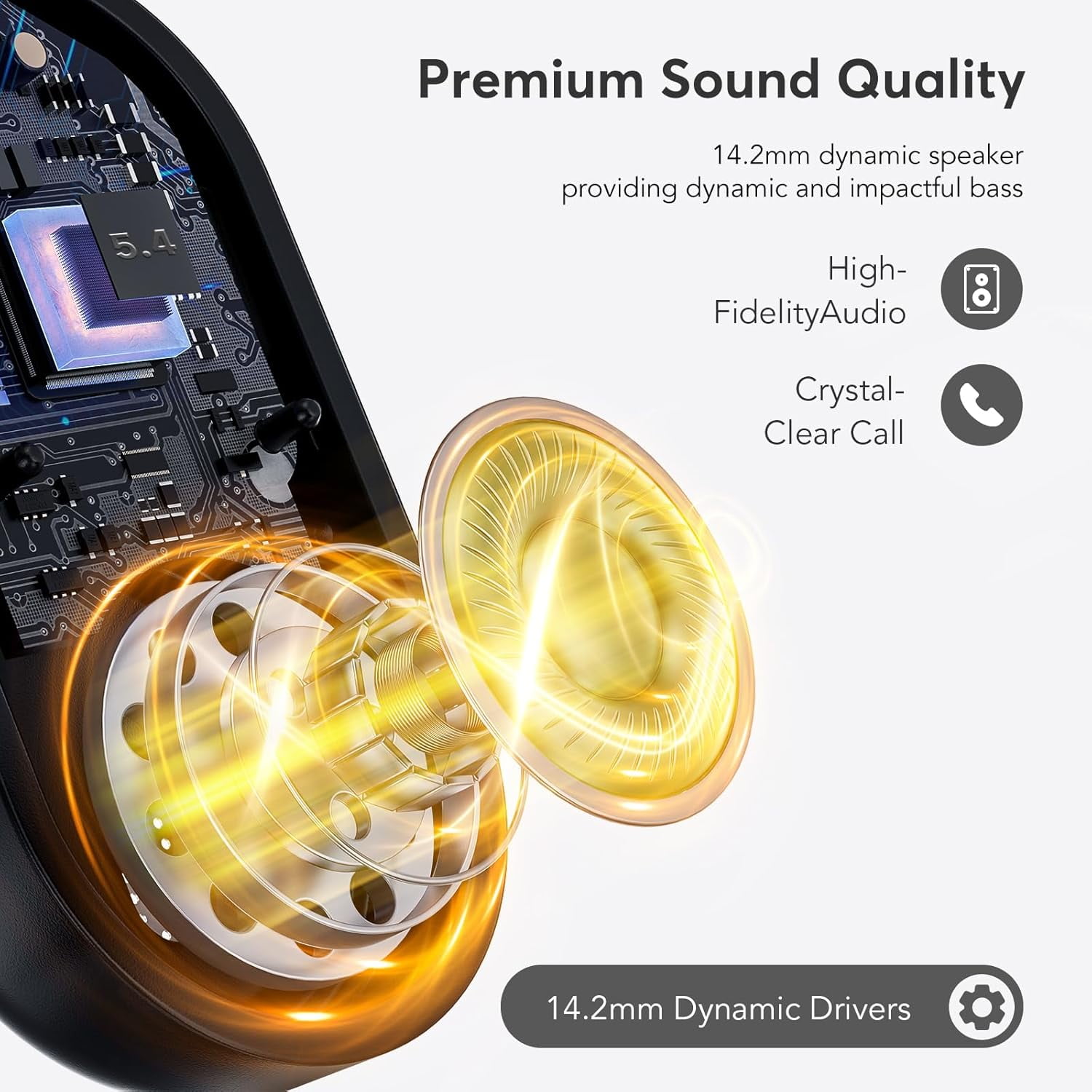 EUQQ Open Ear Bluetooth 5.4 Earbuds, Sport Over Earphones Wireless Headphones Built-in Mic with Ear Buds LED Display, Touch Control, IPX7 Waterproof Hook Design 50Hrs Playtime for Sports, Black