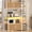 Fluted Oak, variant on Farmhouse 45.3" Bakers Rack with Power Outlet and LED Light, Kitchen Microwave Stand with Storage, Glass Cabinet and 8 Hooks