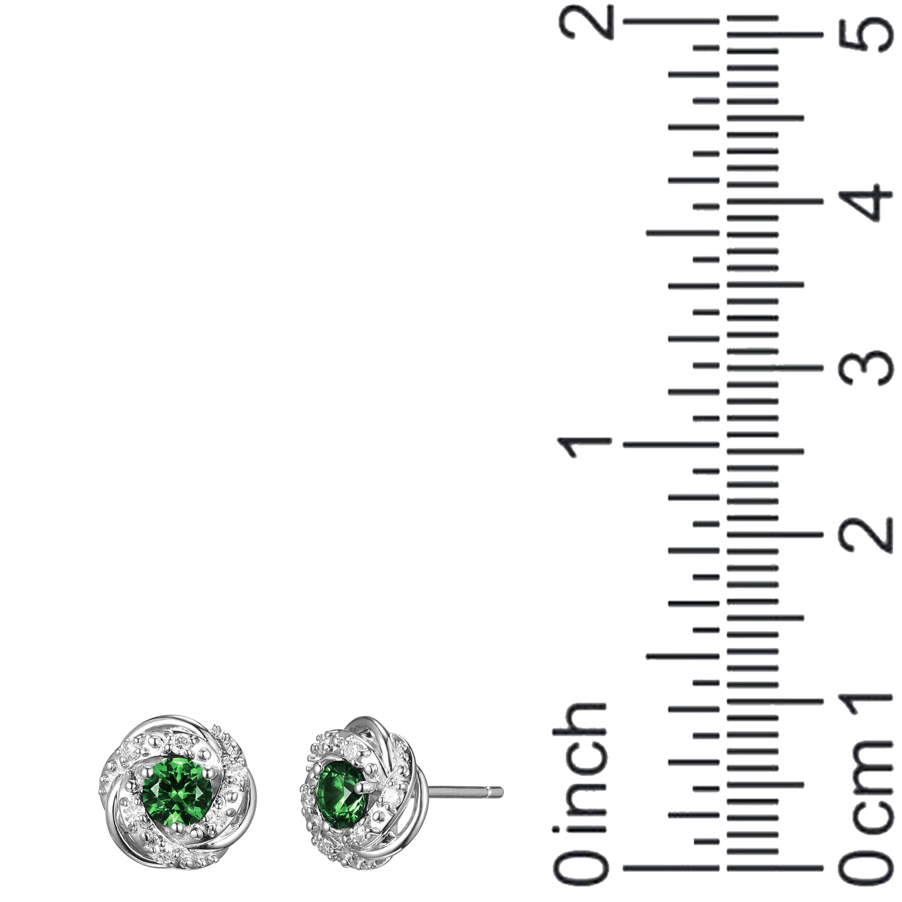 Forever Facets Lab Grown Diamond and Created Emerald Sterling Silver Stud Earrings, Adult Female