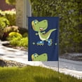 thumbnail image 4 of Wukai Dino Playing Roller Skate Garden Flags Double Sided Welcome Garden Yard House Flags Outside Outdoor House (Only Flag), 4 of 8