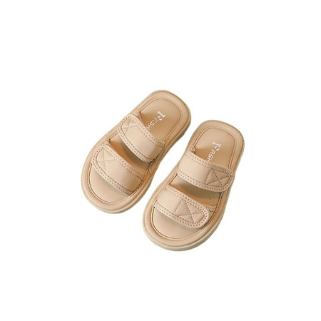 

Lacyhop Children Flat Sandal Beach Slide Sandals Summer Slippers Indoor Outdoor Casual Slides Non-Slip Slip On Shoes Khaki 13C