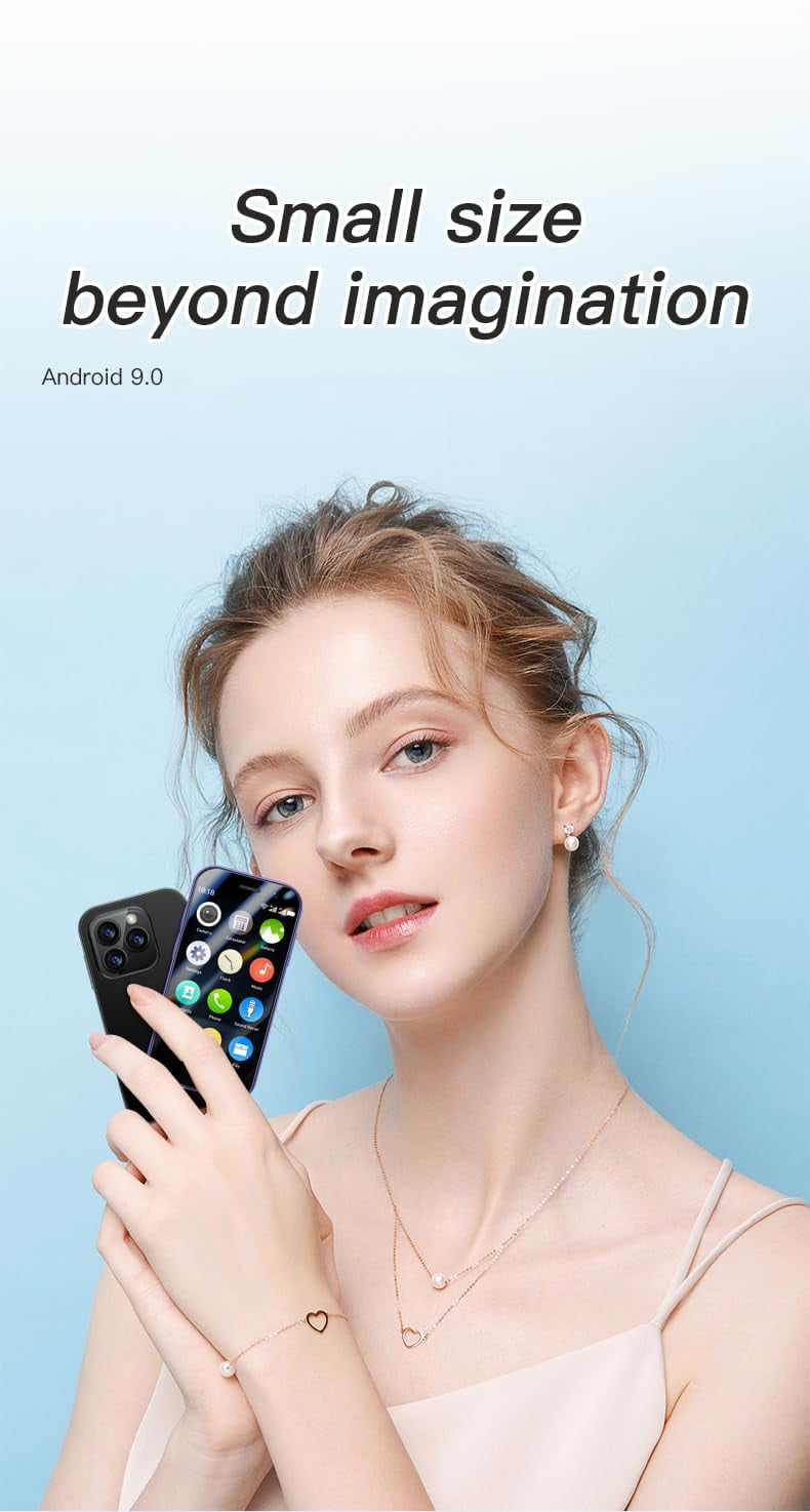 Mini Smart Phone Unlocked for Kids Tiny Smartphone Android 9.0 3Inches Portable Small Size Cellphone 2GB RAM 16GB ROM 5MP Backup Moible Phones Gift for Students