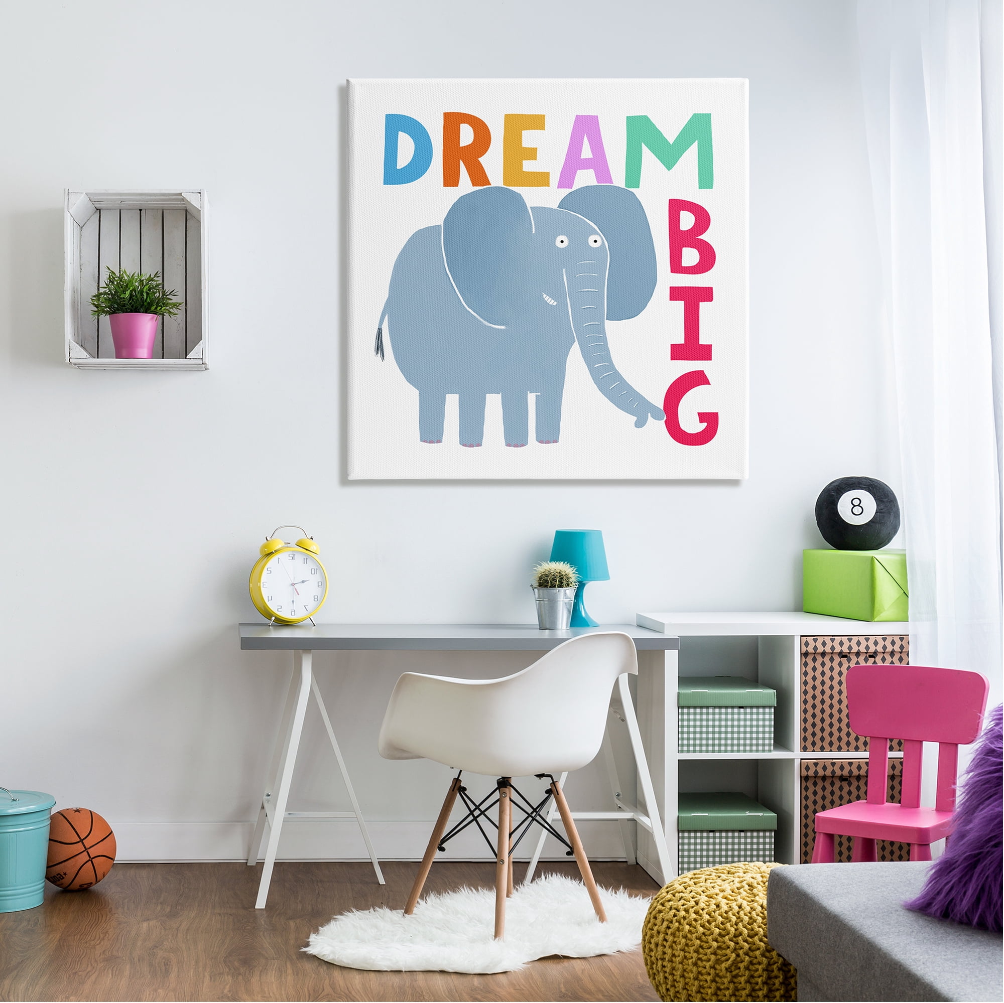 Stupell Industries Dream Big Elephant Phrase Animals & Insects Painting Gallery Wrapped Canvas Print Wall Art, 36 x 36