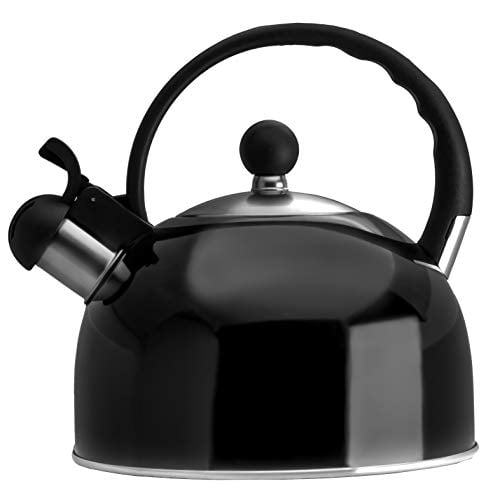s-p Teapot Whistling Tea Kettle with Handle Loud Whistle,Food Grade Stainless Steel Tea Pot for Stovetops Water Kettle Black-rw 2.5 QUART 