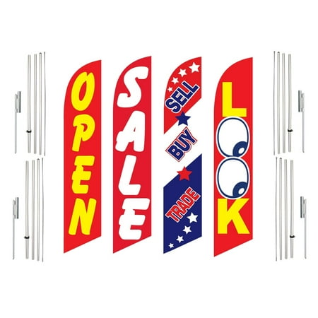 4 Swooper Flags With 4 Pole Kits Open Sale Sell Buy Trade Look