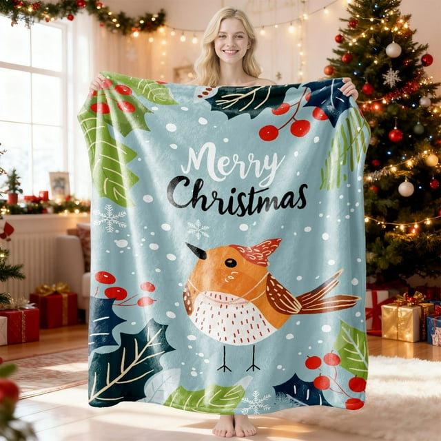xihome Manta navideña de franela de 75x100cm, suave, de polister, para cama o sof.