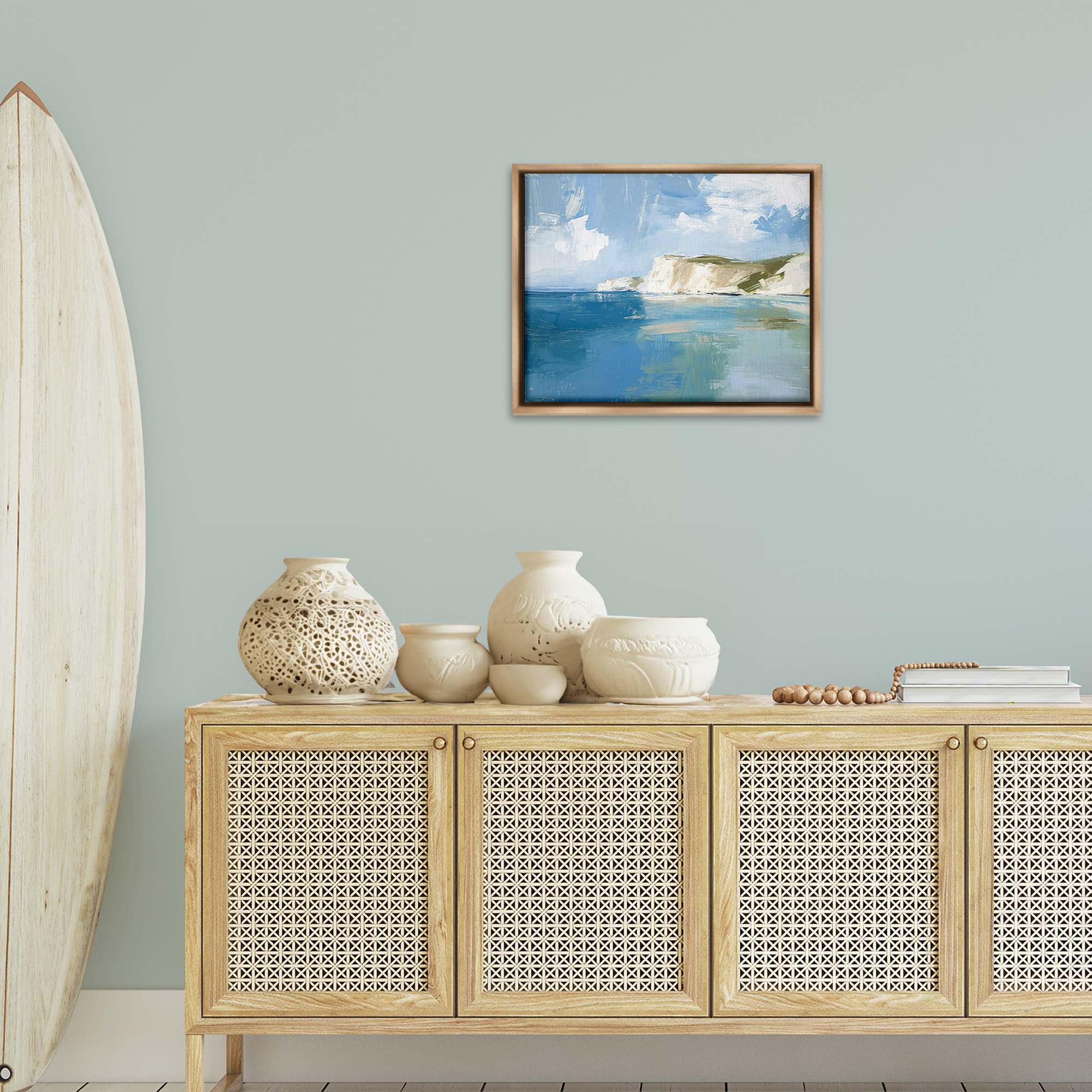 Stupell Industries Coastal Wilderness Shore Coastal Painting Brown Floater Framed Canvas Art Print Wall Art, 21 x 17