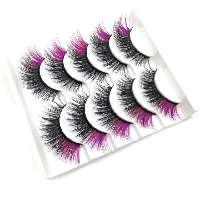 Boc 5 Paires de Faux Cils Charmants Bouclés Imperméables Fins Longs Vaporeux Naturels Faux Cils pour Femme