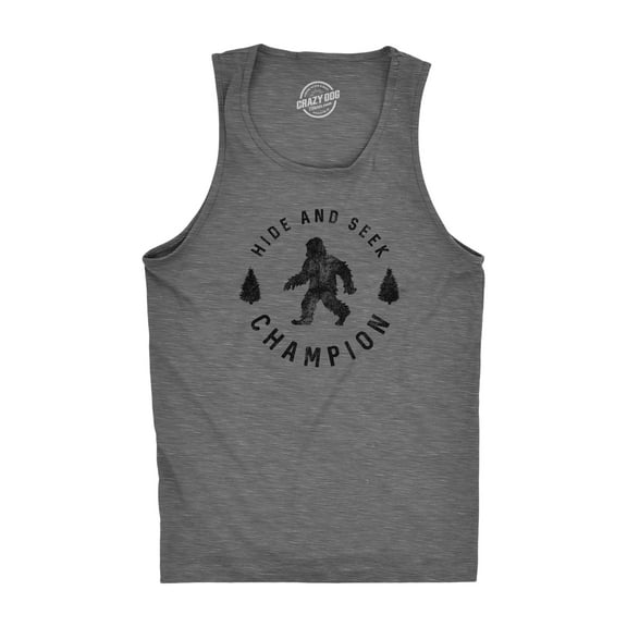 Mens Fitness Tank Hide and Seek Champion Tanktop Funny Bigfoot Sasquatch Shirt