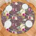 thumbnail image 2 of Round Fitted Tablecloth with Elastic Edges Fits 45"-52" Round Tables Pioneer Colorful Floral Waterproof Table Cover Washable Indoor and Outdoor for Party Kitchen Dinner Banquet Patio Picnic, 2 of 7