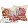 thumbnail image 2 of Orange Burgundy Red Pillow Covers 20x20 Dahlia Flower White Gray Elegant Colored Throw Pillows Farmhouse Outdoor Decor for Home Living Room Sofa Bed Modern Floral Linen Square Cushion Case, Set of 2, 2 of 6