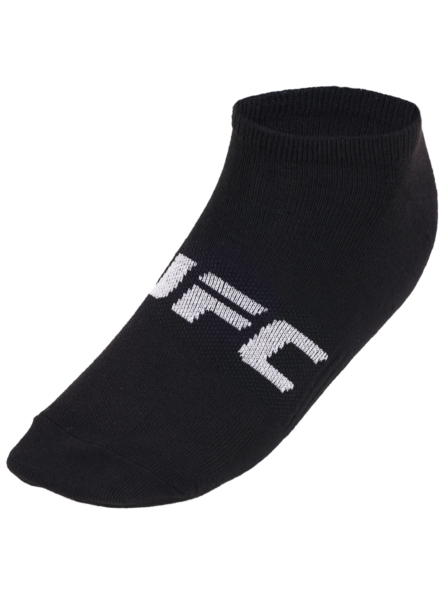 UFC 20 Pair Men's Lightweight No Show Socks with Arch Logo, Blk/Wht/Grey